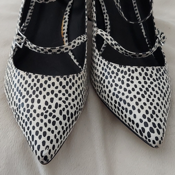 Black/white polka dot shoes with 3 straps - Picture 4 of 8
